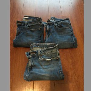 Lot of 3 Levi's Skinny Medium Blue Jeans - Size 28; Style 710 & 711 & Demi Curve